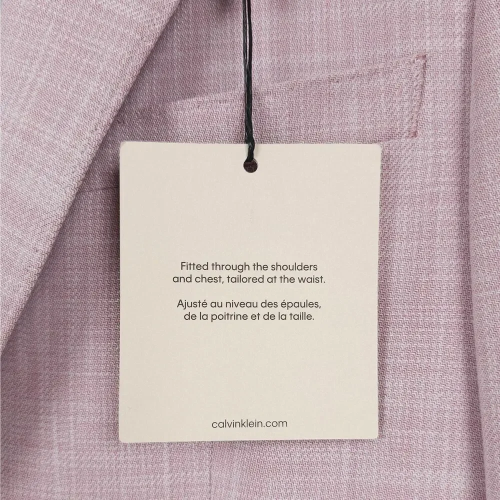 Calvin Klein Mens Slim Fit Sport Coat Blazer 34R Light Pink Solid Stretch NWT